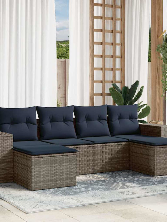 Canapea De Colț De Exterior Din Rattan Cu Perne 55x62x69cm