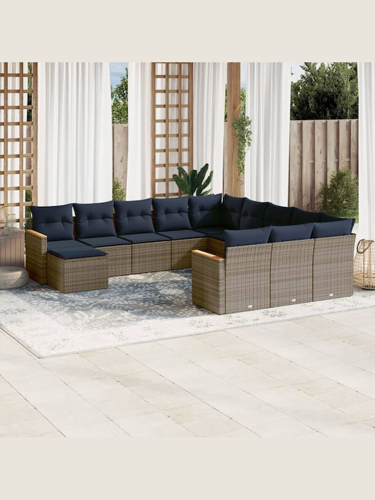 Ecksofa Outdoor Rattan mit Kissen 62x62x69cm