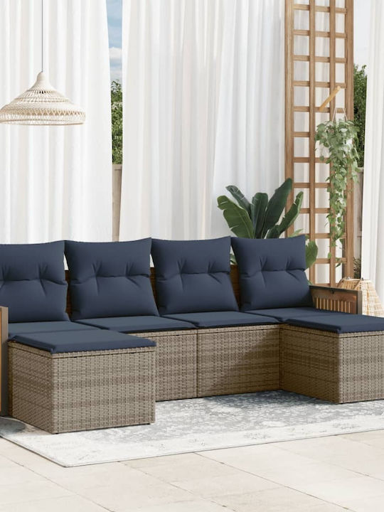 Outdoor Corner Rattan Sofa With Cushions 55x62x69cm
