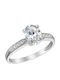 Ioannis Kosmima Single Stone Ring in 9K White Gold with Zircon