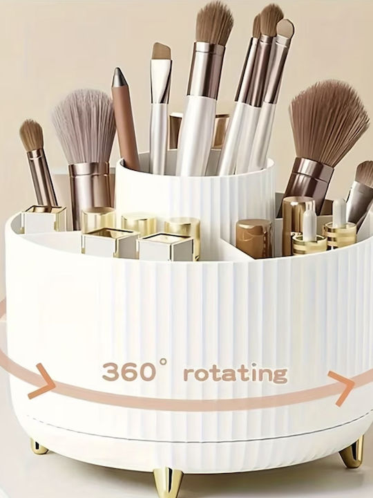 Rotating Cosmetics Organizer With Dividers White 18x13cm