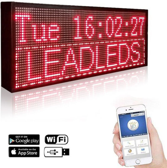 Semn LED Cu O Singură Față 100x35cm Roșu / Roșu