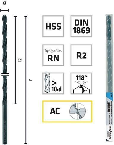 Alpen Drills Burghiu HSS Pentru Metal 2mm 6.5x275mm