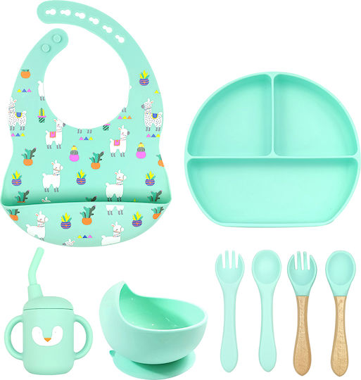 Queen Mother Feeding Set Veraman Llama from Turquoise Silicone 8pcs