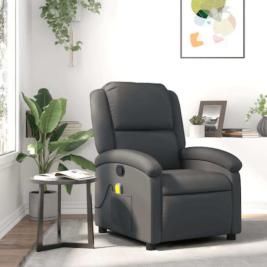 Scaun De Relaxare Relax Masaj Din Piele Naturală Gri 71x86.5x99.5cm