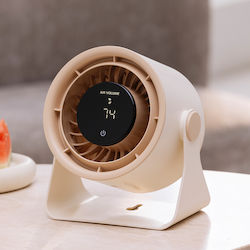 Desk Wall Fan Adjustable Speeds Digital Display Ambient Light 5 Speeds Portable Cream Desk Wall Fan Adjustable Speeds Digital Display Ambient Light 5 Speeds Portable Cream