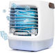 Portable Air Conditioner Humidifier 4 Speeds Compact Design Operates Water Ice White