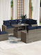 vidaXL Garden & Outdoor Furniture Set Living Room 9 Pieces Gray with Pillows