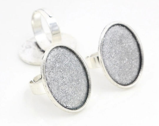 Δαχτυλίδια Μεταλλικά Silver Oval 23x32mm 2 Τεμ