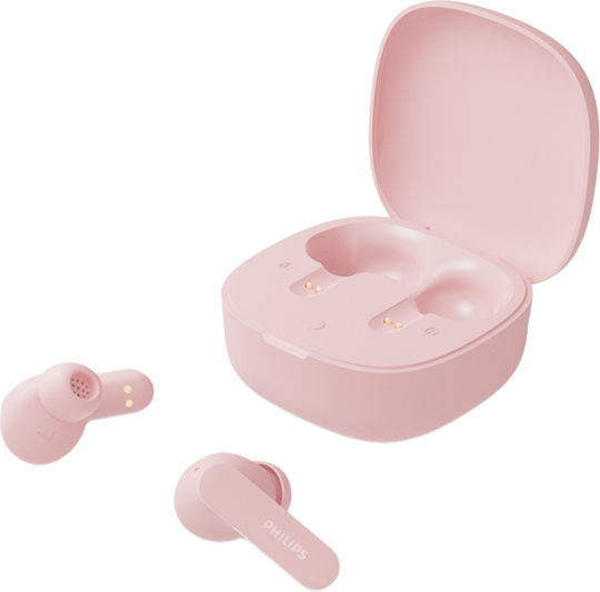 Philips TAT2100 In-ear Bluetooth Handsfree Ακουστικά με Αντοχή στον Ιδρώτα και Θήκη Φόρτισης Ροζ