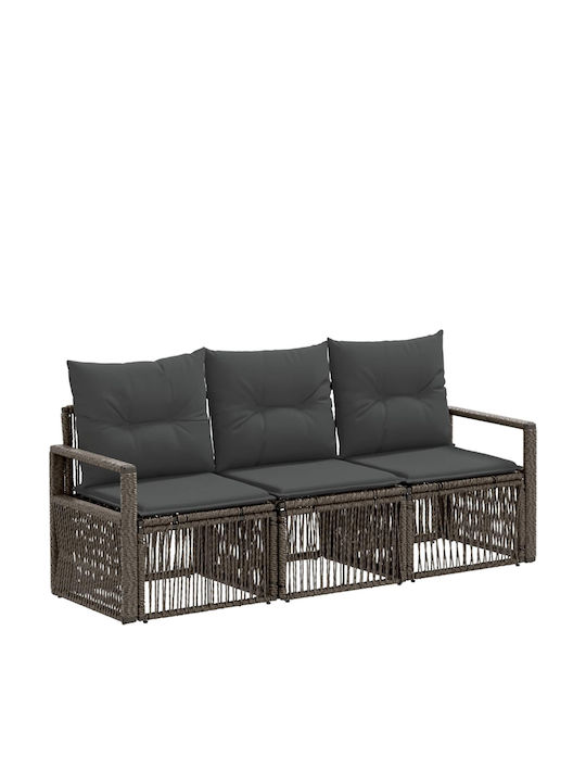 Τριθέσιος Καναπές Εξωτερικού Χώρου Rattan 61x62x70cm