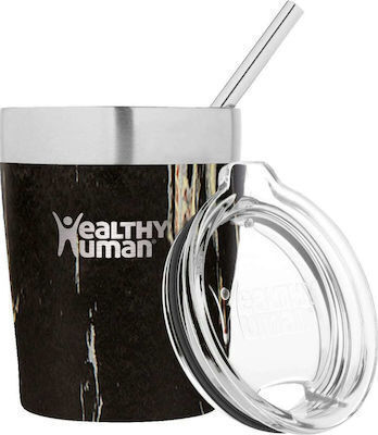 Healthy Human Cruiser Handled Tumbler Thermos Plastic 350ml Brown with Straw and Handle