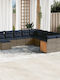 Ecksofa Outdoor Rattan mit Kissen 55x62x69cm