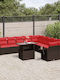 vidaXL Garden & Outdoor Furniture Sets Living Room Set 11 Pieces Brown with Pillows