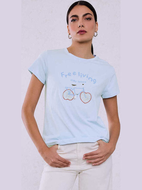 Celestino T-shirt Ποδήλατο Χάντρες Γαλάζιο