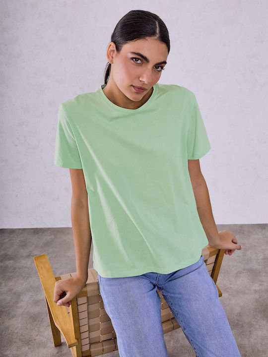 Celestino Τ-shirt Μονόχρωμο Loose Fit Μέντα