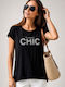 Bluză Damă Crop Tricou Negru