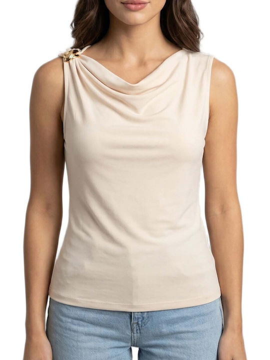 Grace & Mila Women's Sleeveless Ecru Blouse