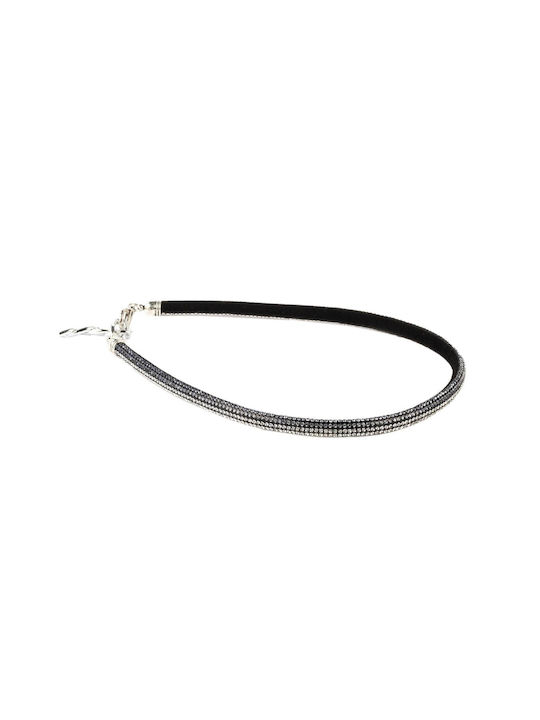 Περιδεραιο Στρογγυλο Strass Διχρωμο Μαυρο 972-1302 Xs:21cm-25cm