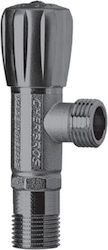 Cherbros Διακόπτης Γωνιακός 1/2'' X 1/2'' Περιστροφικός Premium Μαύρο Nickel Abs Satin Βολάν