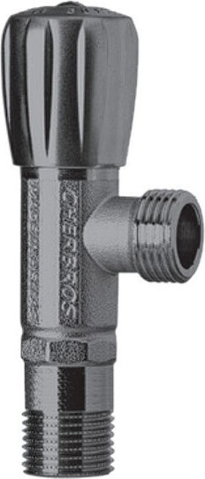 Cherbros Διακόπτης Γωνιακός 1/2'' X 1/2'' Περιστροφικός Premium Μαύρο Nickel Abs Satin Βολάν