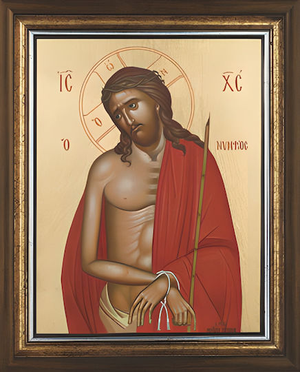 Byzantine Icon Silk Screen Printing The Bridegroom I Moni Ag Nektari Glyfadas Rectangular Frame Glass 18.5x21.5cm