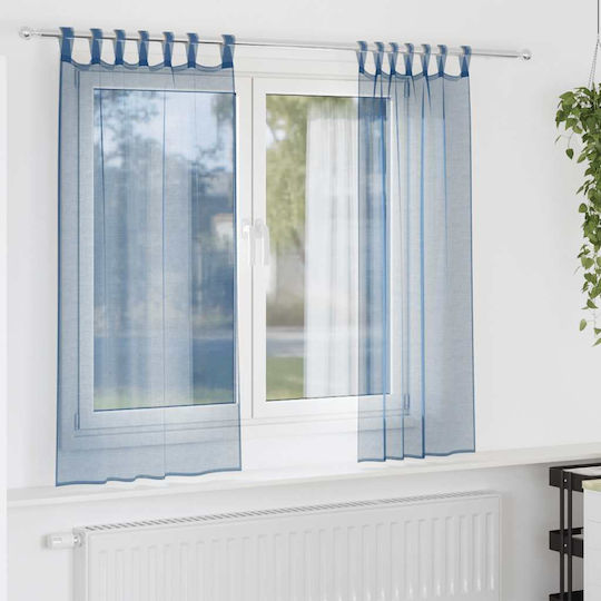 vidaXL Set Window Curtains with Tab Top Voile Blue Royal 140x140cm