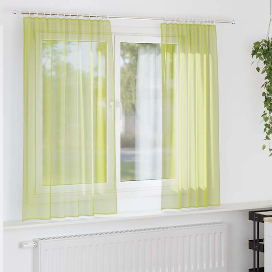 vidaXL Set Perdele Cu Bretele Verde Măr 140x140 cm vidaXL Set Perdele Cu Bretele Verde Măr 140x140 cm