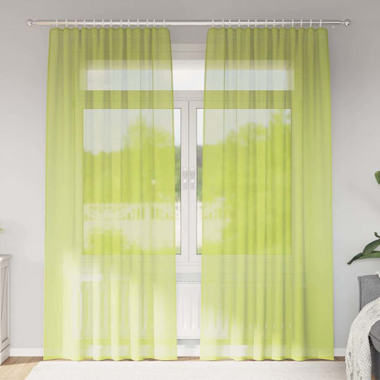 vidaXL Set Curtains with Tab Tops Apple Green 140x245cm