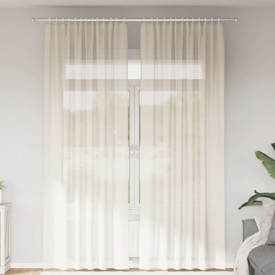 vidaXL Set Vorhänge mit Oberer Registerkarte Creme 140x260cm