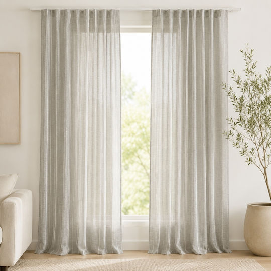 My Home Luxury Vorhang mit Bleistiftfalten Grau 280x270cm