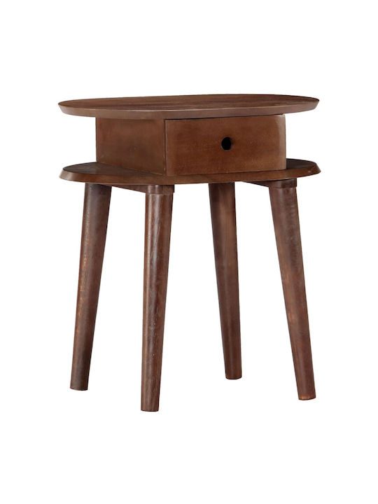 Bedside Table Made of Solid Wood Beige 50x35x55cm