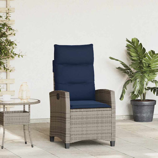 vidaXL Outdoor Rattan Armchair Gray with Cushion 30x25cm