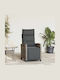 Outdoor Chair Rattan Gray with Cushion