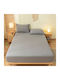 SpitiBazaar Super-Double Bed Sheet With Rubber Hugger 160x200+30cm Light Gray