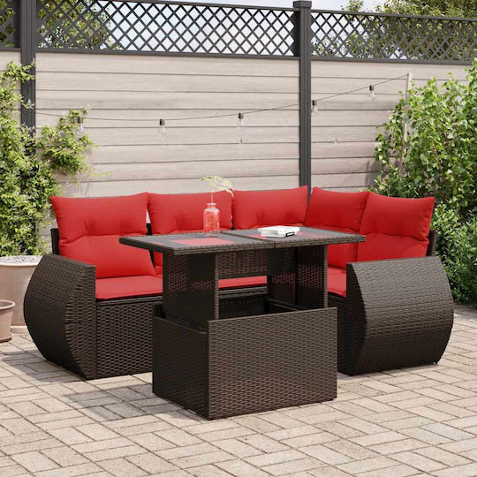 Garten- und Outdoor-Möbelsets 5 Stück Braune mit Kissen