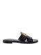 Leather Women's Flat Sandals Black