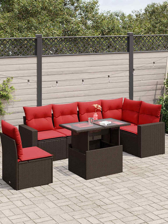 Garten- und Outdoor-Möbelsets 7 Stück Braune mi...
