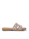 Leather Women's Flat Sandals Gold