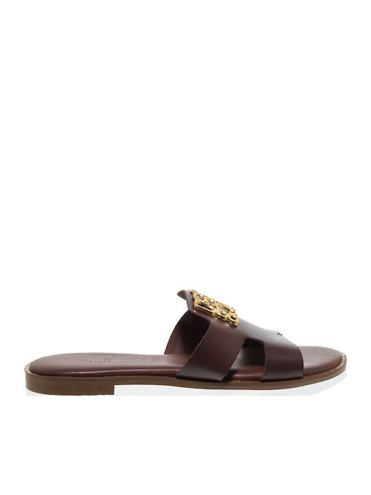 Caryatis Leather Women's Flat Sandals Brown