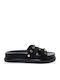 Δερμάτινα Γυναικεία Σανδάλια Flatforms Μαύρα