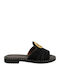 Leder Flache Sandalen Für Damen Schwarz