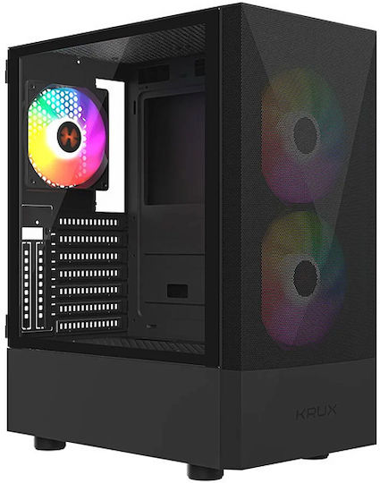 Krux Vako Pro Gaming Midi Tower Κουτί Υπολογιστή με Πλαϊνό Παράθυρο και ARGB Φωτισμό Μαύρο