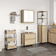vidaXL Badezimmer Waschtisch-Einheit Ohne Waschbecken Mit Spiegel M60xB34.5xH60cm Sonoma