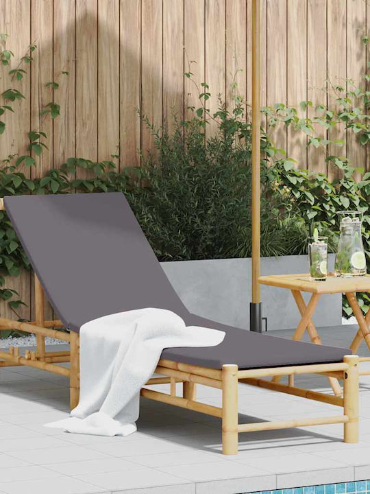 Bambus Garten- und Pool-Liegestuhl mit Grauem Kissen 199x55x30cm