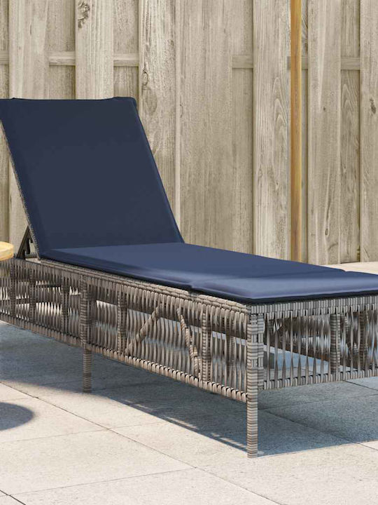 Șezlong Rattan Cu Pernă Gri 198x55x39cm