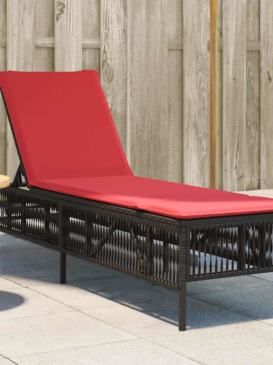 Șezlong Rattan Cu Pernă Maro 198x55x39cm