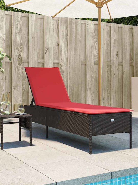 Șezlong Rattan Cu Pernă Maro Set Cu Masă 198x55...