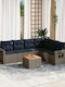 vidaXL Garden & Outdoor Furniture Set Living Room 7 Pieces Gray with Pillows