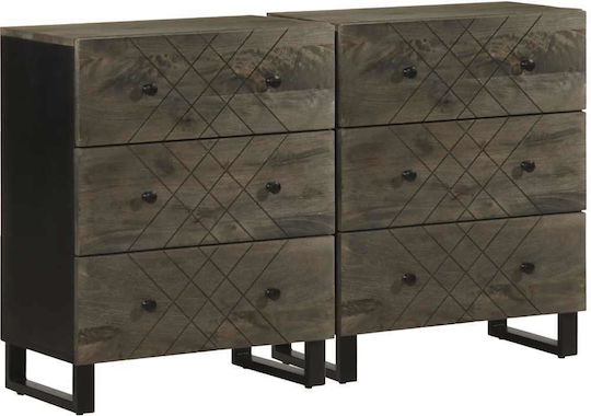 Sideboard aus Massivholz & Metall Schwarze 60x33x75cm